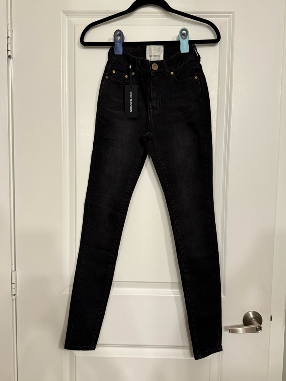 One Teaspoon Freebirds II High Waist Skinny Jeans Black Ink Size 22 NWT